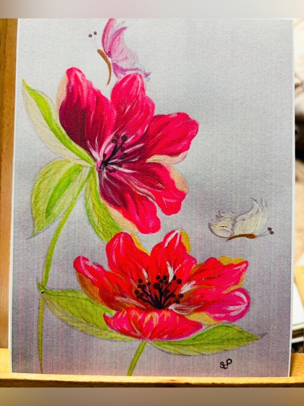 Gouache hibiscus floral art print